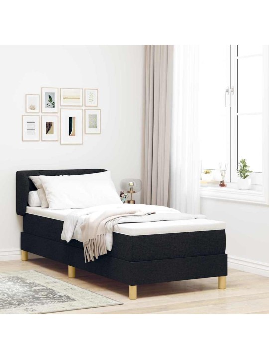 Gulta ar atsperēm un matraci krēmkrāsā 90x200 cm fabric melna