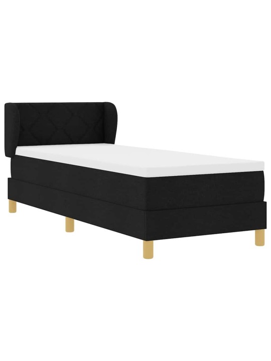 Gulta ar atsperēm un matraci krēmkrāsā 90x200 cm fabric melna