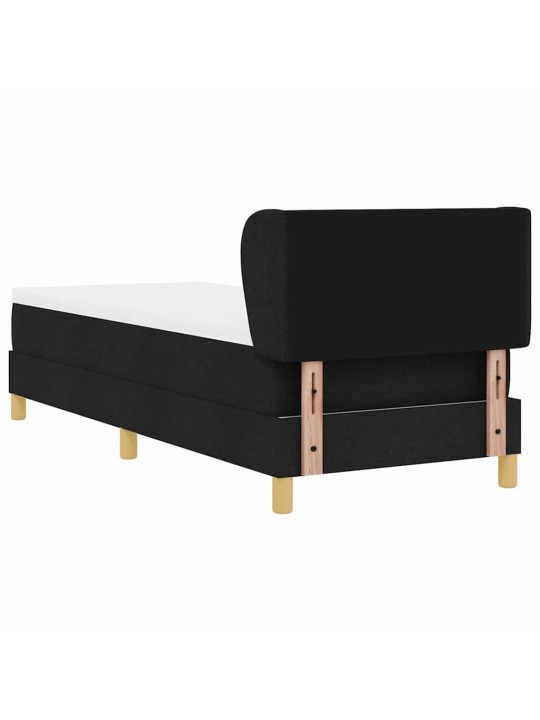 Gulta ar atsperēm un matraci krēmkrāsā 90x200 cm fabric melna