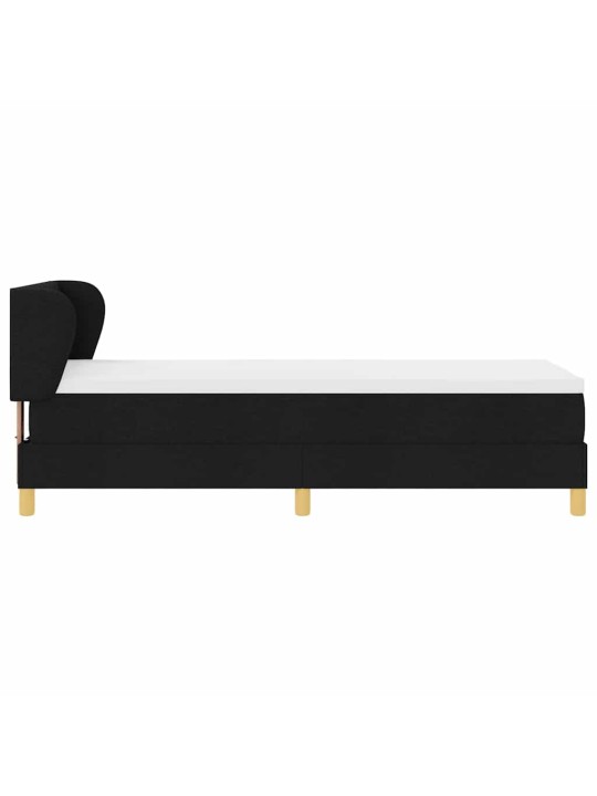 Gulta ar atsperēm un matraci krēmkrāsā 90x200 cm fabric melna