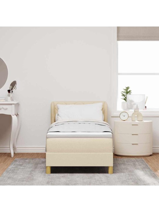 Gulta ar atsperēm un matraci krēmkrāsā 90x200 cm fabric