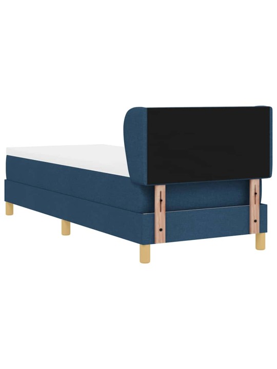 Gulta ar atsperēm un matraci krēmkrāsā 90x200 cm fabric zila