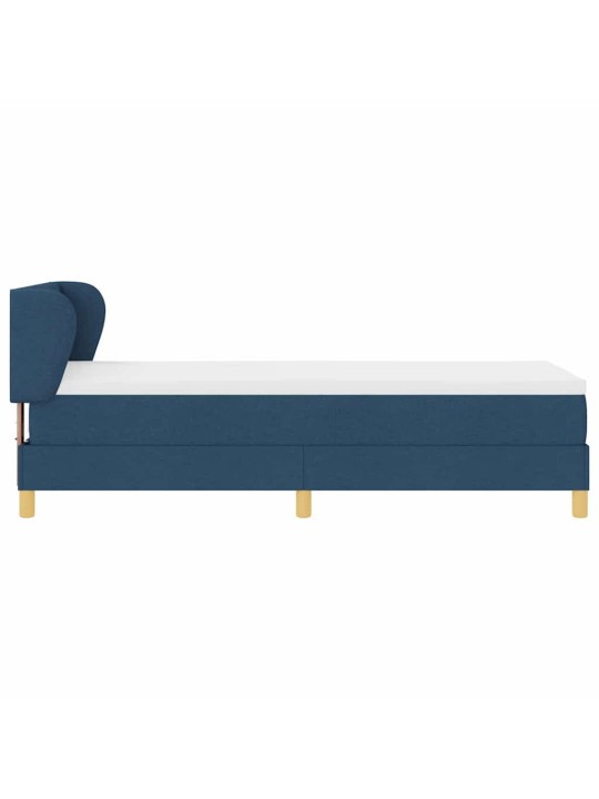 Gulta ar atsperēm un matraci krēmkrāsā 90x200 cm fabric zila