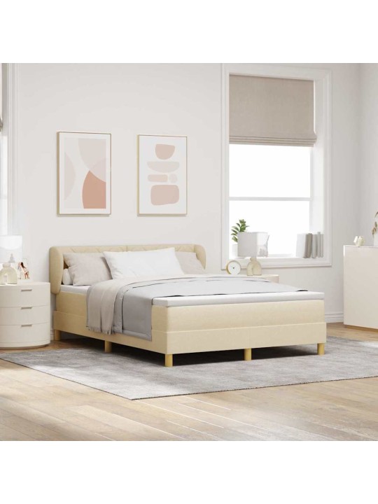 Gulta ar atsperēm un matraci krēmkrāsā 90x200 cm fabric