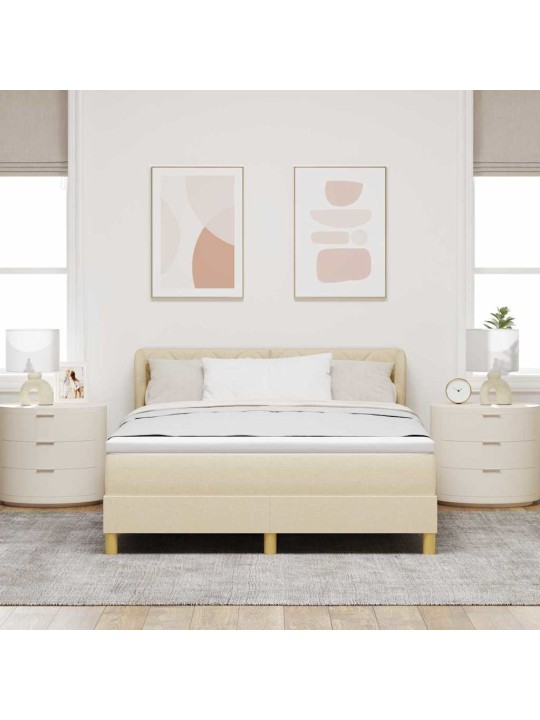 Gulta ar atsperēm un matraci krēmkrāsā 90x200 cm fabric
