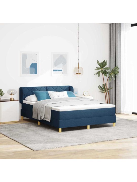 Gulta ar atsperēm un matraci krēmkrāsā 90x200 cm fabric zila