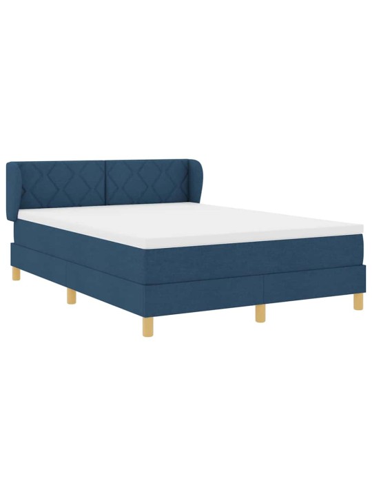 Gulta ar atsperēm un matraci krēmkrāsā 90x200 cm fabric zila