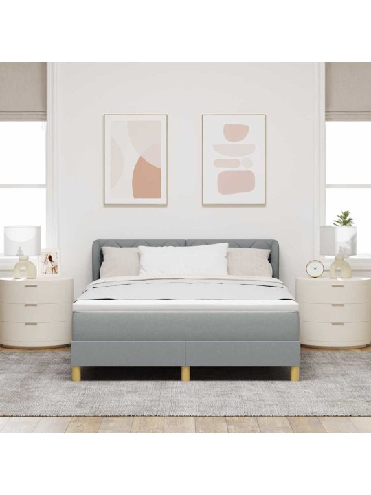 Gulta ar atsperēm un matraci krēmkrāsā 90x200 cm fabric