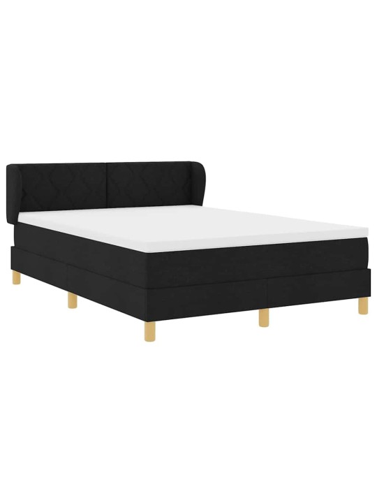 Gulta ar atsperēm un matraci krēmkrāsā 90x200 cm fabric melna