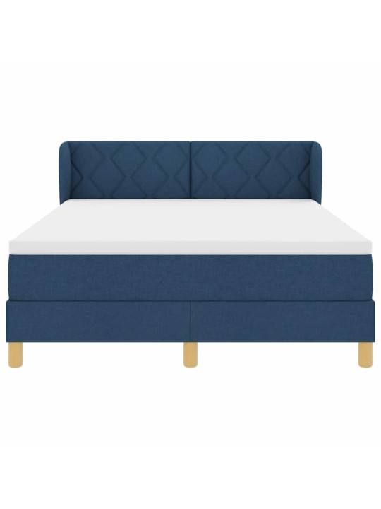 Gulta ar atsperēm un matraci krēmkrāsā 90x200 cm fabric zila