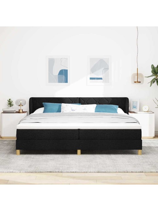 Gulta ar atsperēm un matraci krēmkrāsā 90x200 cm fabric melna