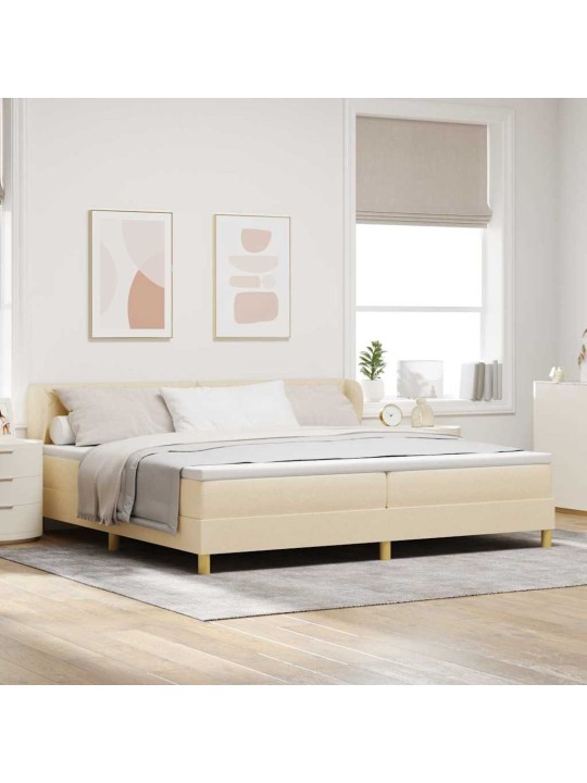 Gulta ar atsperēm un matraci krēmkrāsā 90x200 cm fabric
