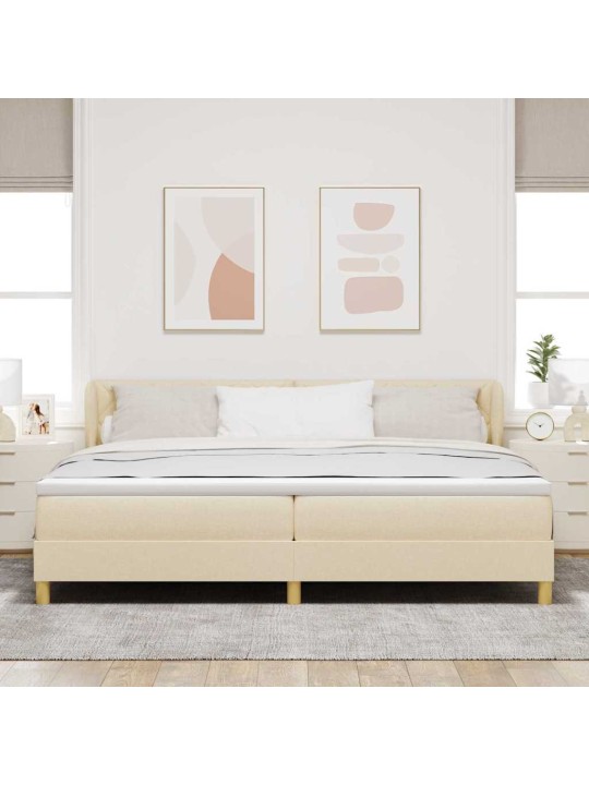 Gulta ar atsperēm un matraci krēmkrāsā 90x200 cm fabric