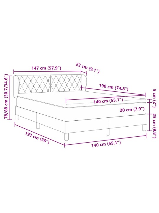 Gulta ar atsperēm un matraci tumši pelēka 80x200 cm samts
