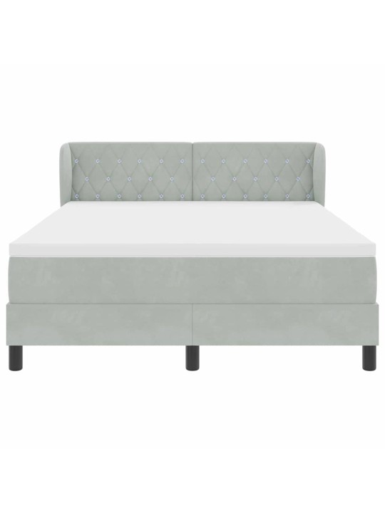 Gulta ar atsperēm un matraci tumši pelēka 80x200 cm samts