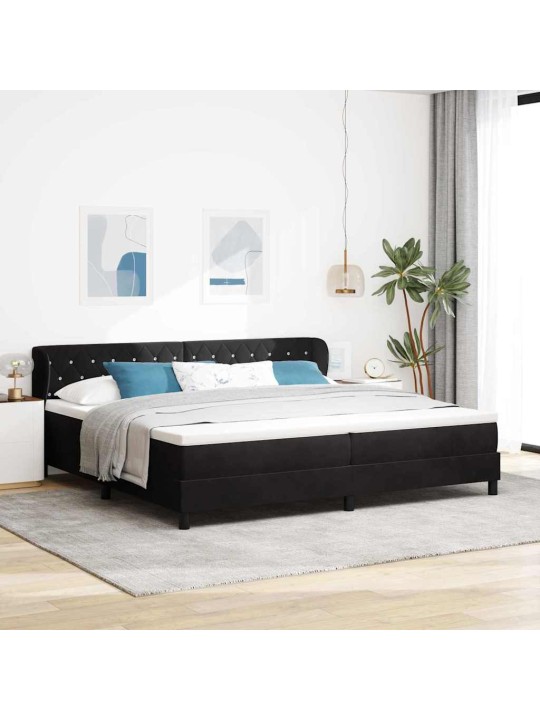 Gulta ar atsperēm un matraci tumši pelēka 80x200 cm samts melna