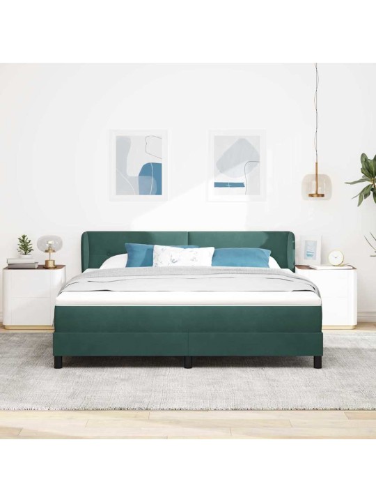 Gulta ar atsperēm un matraci tumši pelēka 80x200 cm samts