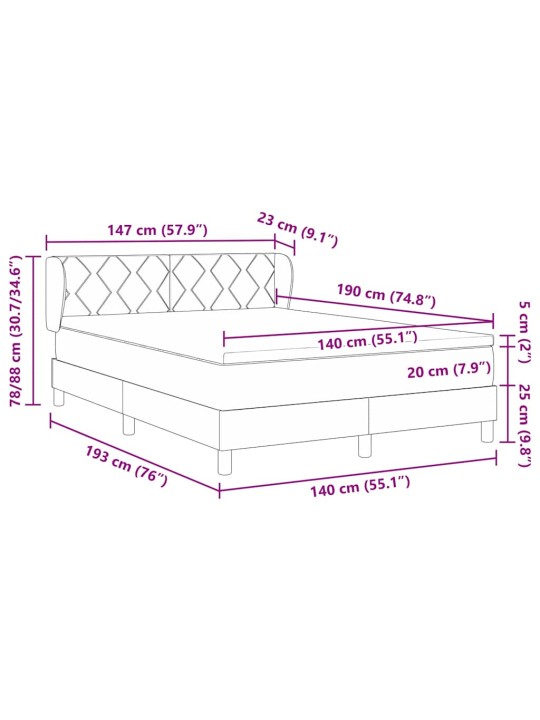 Gulta ar atsperēm un matraci tumši pelēka 80x200 cm samts