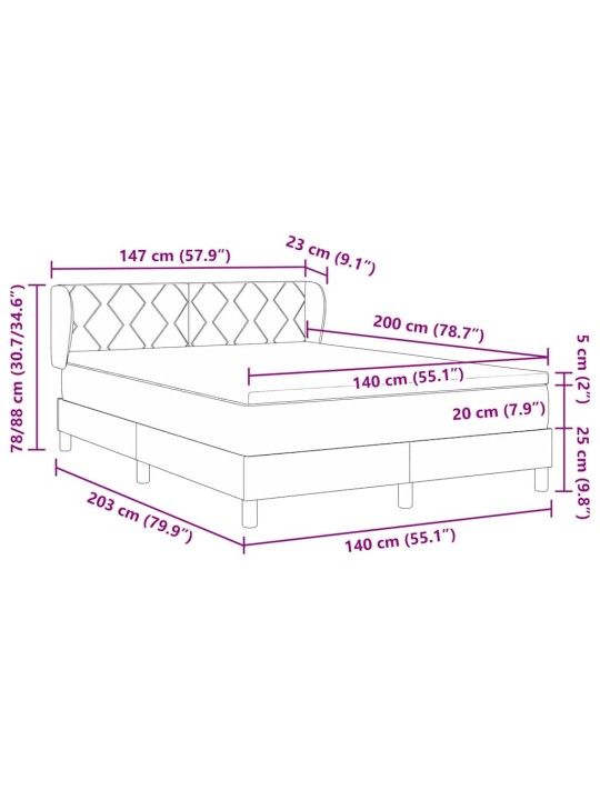 Gulta ar atsperēm un matraci tumši pelēka 80x200 cm samts