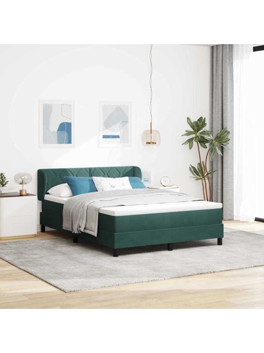 Gulta ar atsperēm un matraci tumši pelēka 80x200 cm samts