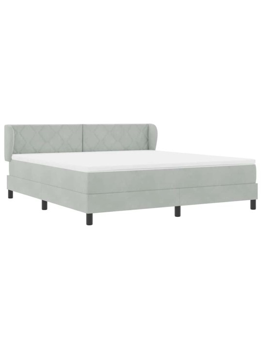 Gulta ar atsperēm un matraci tumši pelēka 80x200 cm samts