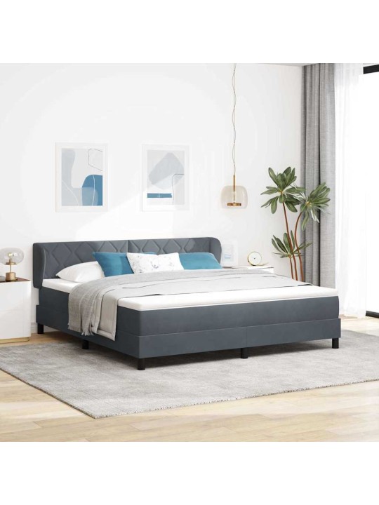 Gulta ar atsperēm un matraci tumši pelēka 80x200 cm samts
