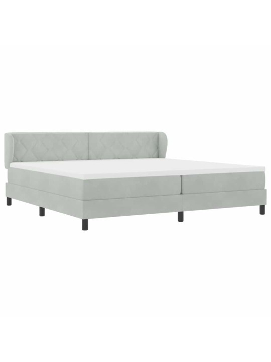Gulta ar atsperēm un matraci tumši pelēka 80x200 cm samts
