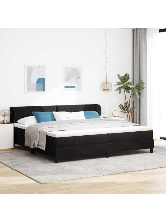 Gulta ar atsperēm un matraci tumši pelēka 80x200 cm samts melna