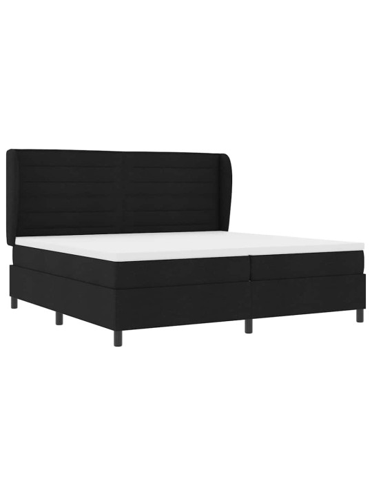 Kastītes atsperu gulta ar matraci melna 200 x 200 cm audums