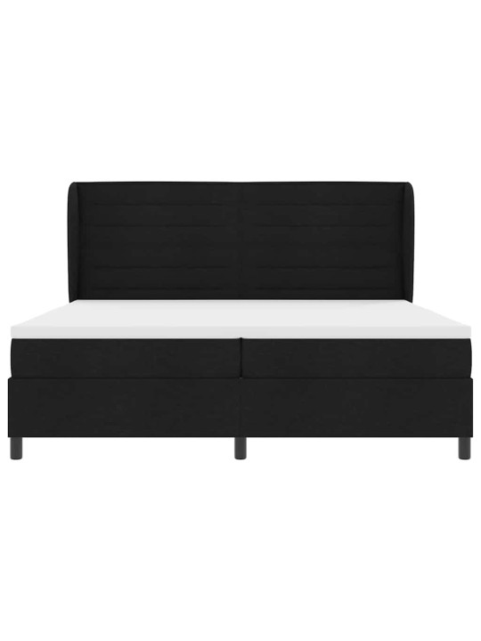 Kastītes atsperu gulta ar matraci melna 200 x 200 cm audums