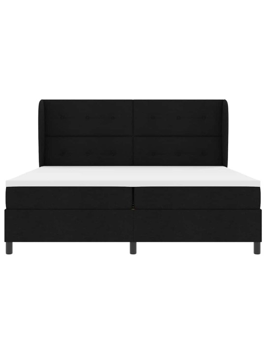 Kastītes atsperu gulta ar matraci melna 200 x 200 cm audums