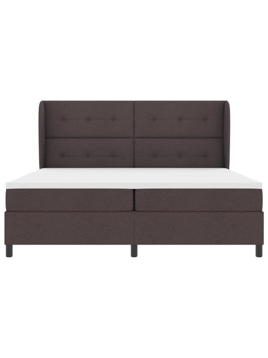 Kastītes atsperu gulta tumši brūna 200 x 200 cm audums