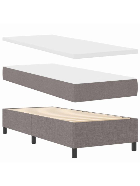Kastītes atsperu gulta ar matraci pelēkbrūna 80 x 200 cm audums