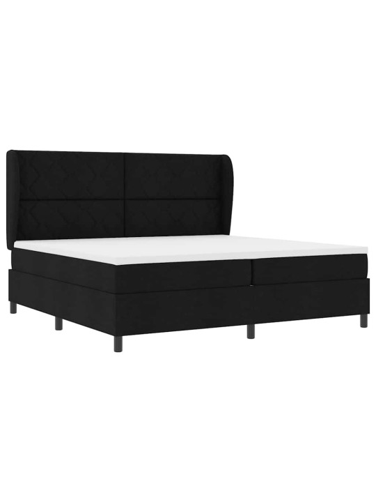 Kastītes atsperu gulta ar matraci melna 200 x 200 cm audums