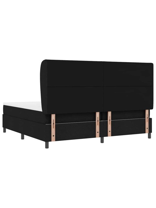 Kastītes atsperu gulta ar matraci melna 200 x 200 cm audums