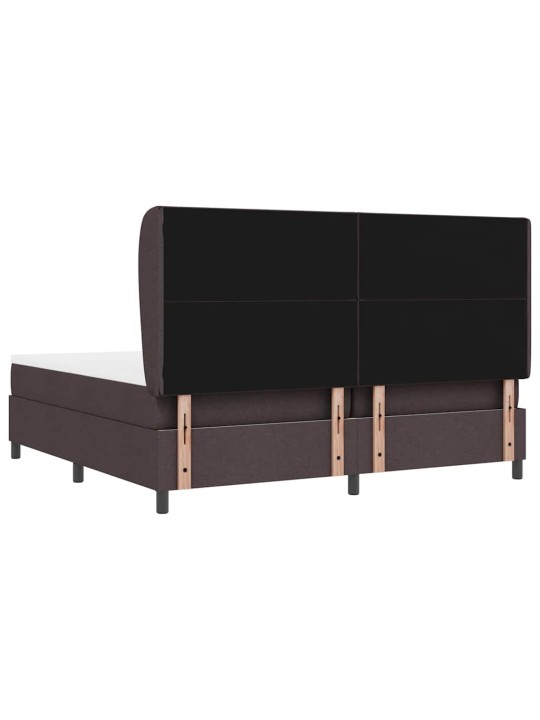Kastītes atsperu gulta tumši brūna 200 x 200 cm audums