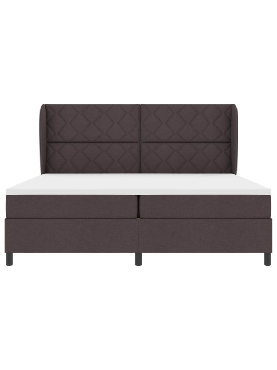 Kastītes atsperu gulta tumši brūna 200 x 200 cm audums