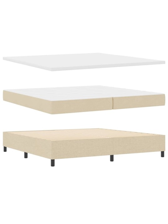 Kastītes atsperu gulta ar matraci krēmkrāsa 200 x 200 cm audums