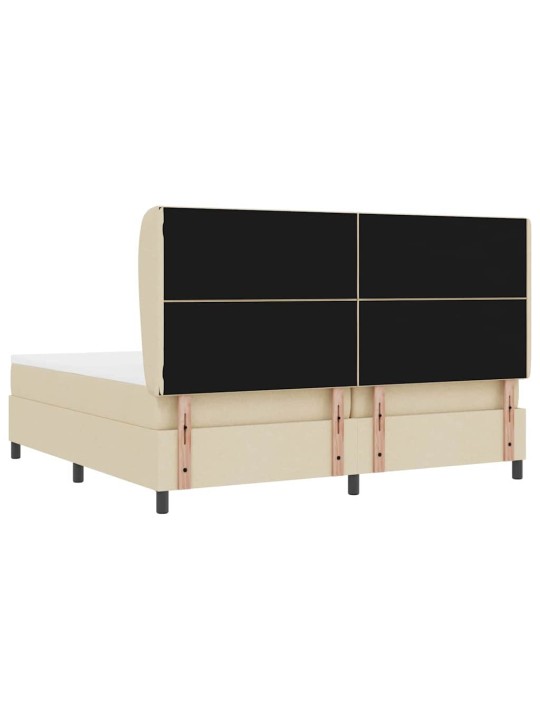 Kastītes atsperu gulta ar matraci krēmkrāsa 200 x 200 cm audums