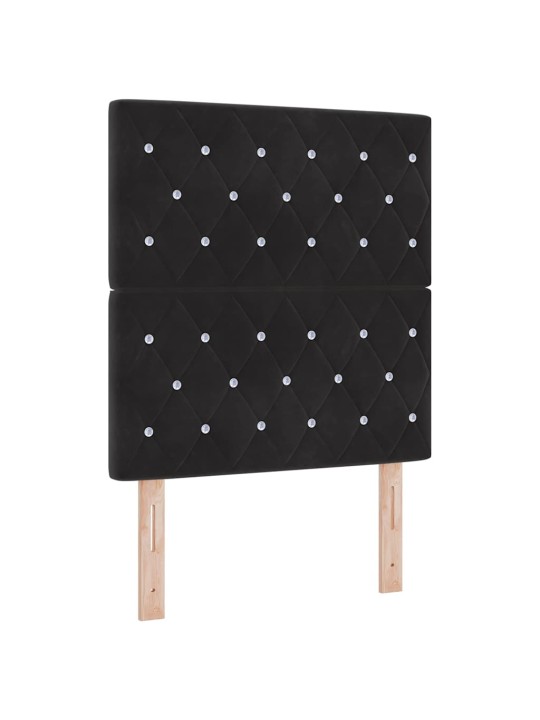 Kastītes atsperu gulta ar matraci melna 80 x 200 cm samts