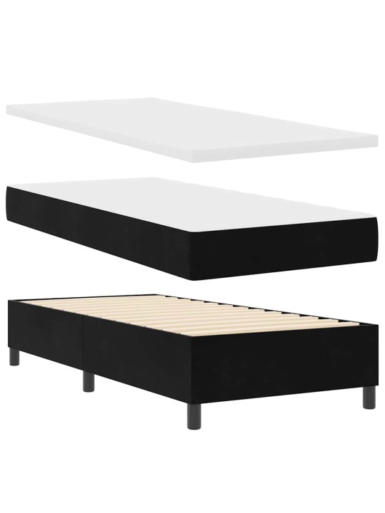 Kastītes atsperu gulta ar matraci melna 80 x 200 cm samts