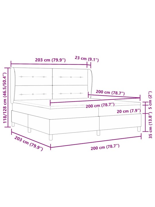Kastītes atsperu gulta gaiši pelēka 200 x 200 cm samts