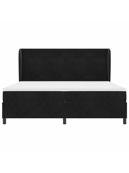 Kastītes atsperu gulta ar matraci melna 200 x 200 cm samts