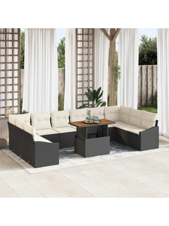 Dārza ēdamgalds 11 pcs melns un krēmkrāsa 100 x 55 x 73 cm