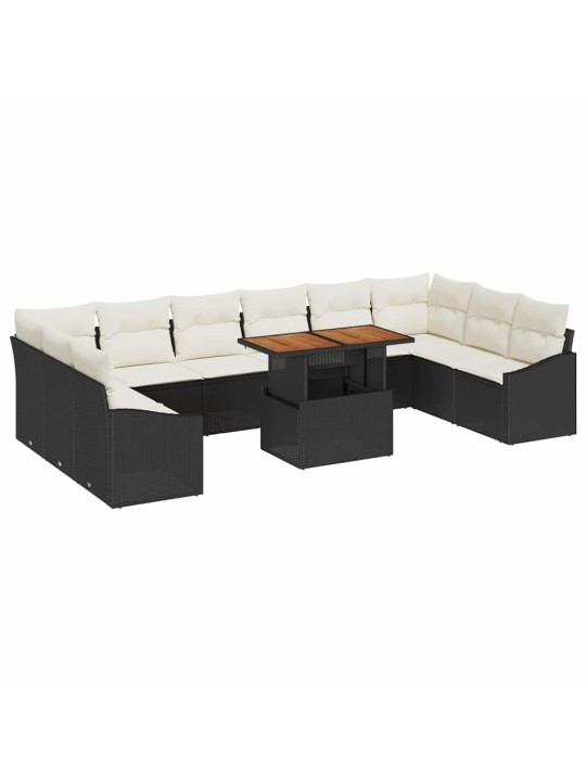 Dārza ēdamgalds 11 pcs melns un krēmkrāsa 100 x 55 x 73 cm