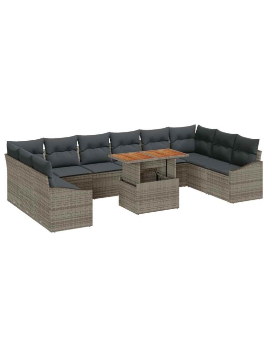 Dārza ēdamgalds 11 pcs pelēks un brūns 100 x 55 x 73 cm