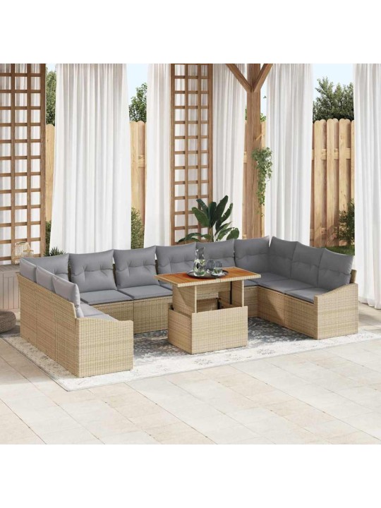 Dārza ēdamgalds 11 pcs bēšs un pelēks 100 x 55 x 73 cm