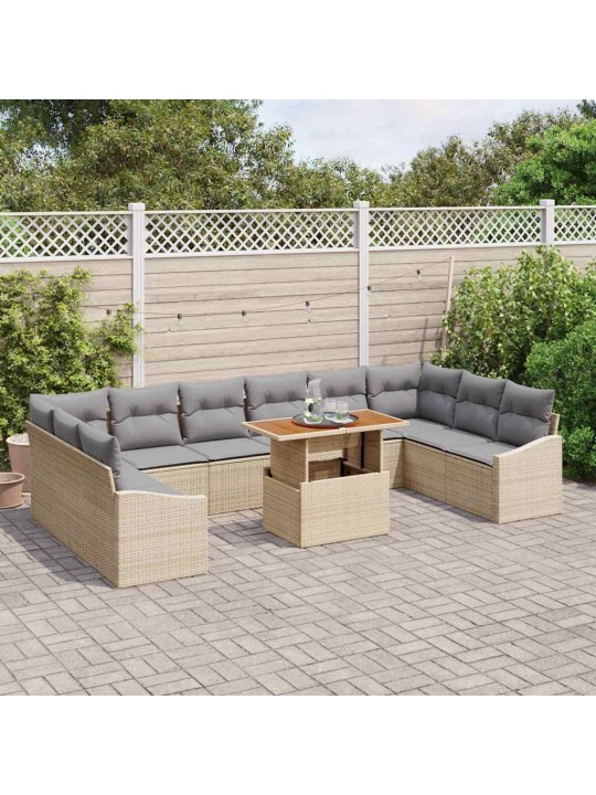 Dārza ēdamgalds 11 pcs bēšs un pelēks 100 x 55 x 73 cm