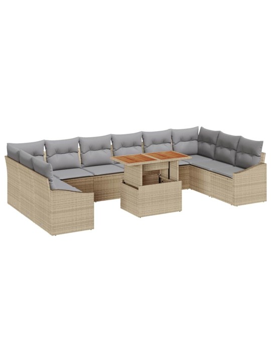 Dārza ēdamgalds 11 pcs bēšs un pelēks 100 x 55 x 73 cm