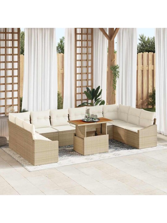 Dārza ēdamgalds 11 pcs bēšs un krēms 100 x 55 x 73 cm